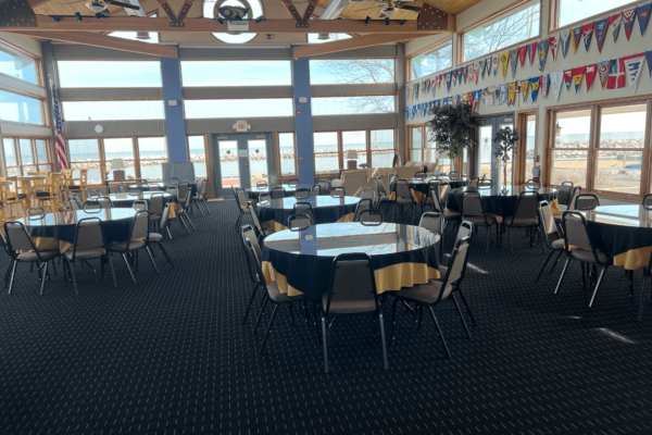 The dining area at the Winthrop Yacht Club at North Point Marina